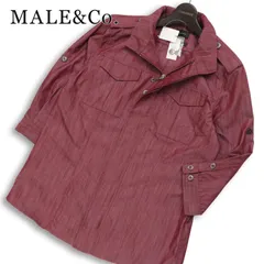 【新品 未使用】 MALE&Co. タカキュー 春夏★ 七分袖 ジップアップ スリム ミリタリーライク シャツ Sz.L メンズのサムネイル