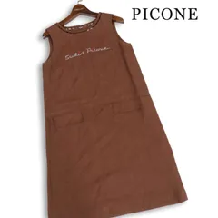 PICONE ピッコーネ 春夏 ロゴ刺繍♪ リネン ジャンパースカート ノースリーブ ワンピース 日本製 Sz.38 レディースのサムネイル