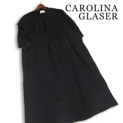 CAROLINA GLASER カロリナグレイサー 通年 アシメ フリル♪ 長袖 ゆったり プリーツ ロング ワンピース Sz.F　レディース 黒のサムネイル