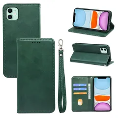 【新品】 iCarez iPhone 11 用 ケース 手帳型 ? ?[2026新デザイン]? PUレザー TPU 耐衝撃 防塵 マグネット式 スタンド機能 携帯ケース カードポケット3枚収納 いphone11 対応 6.1インチ スマホケース (ダークグ 0のサムネイル