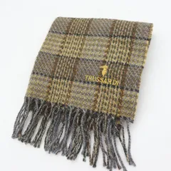 トラサルディ マフラー ブランド チェック柄 ウール アルパカ混 メンズ ブラウン TRUSSARDI 【中古】のサムネイル