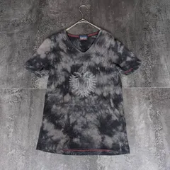 Archive V-Neck T-Shirt Mens S Black Grey Tie-Dye Grunge Stretch Tee y2k アーカイブ Vネック Tシャツ メンズS相当 伸縮性あり ブラック×グレー タイダイ グランジのサムネイル
