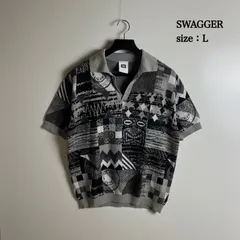 SWAGGER SWG archive acryl knit polo shirts L スワッガー コットンアクリルニット 総柄 ポロシャツ 民族柄 レア ストリート 恵比寿 BIG-O オオスミのサムネイル