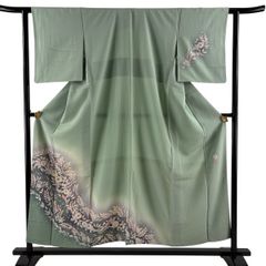 振袖 帯セット】【美品 未仕立て】抹茶色 振袖 花柄 帯セット - メルカリ