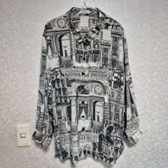 美品✨スポーツマックスコード アートプリントシャツ 総柄 42 XL 