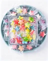 セイカオエン あめ ミルク味の星型キャンディ キャンディ ぶどう・いちご・パイナップル・白桃 個包装 おやつ 夏バテ防止 お祭り お配り用 大容量 (星型+ハート飴300g(約140個))のサムネイル