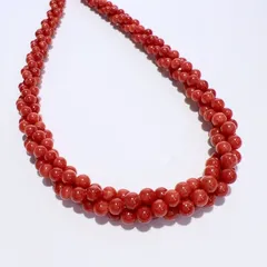SV 天然 珊瑚 サンゴ 三連 ネックレス レッド 42.5cm 2～4mm 17.6g レディース アクセサリー ファション小物 美品  aua22855080603のサムネイル