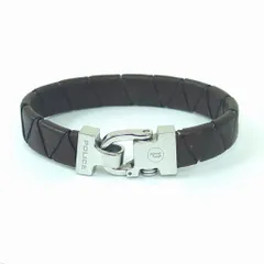 ポリス POLICE レザーブレスレット 19cm ダークブラウン シルバー メンズのサムネイル