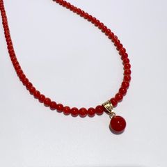 赤珊瑚 サンゴ K14 ネックレス アクセサリー 球径約3.5〜6.8mm - メルカリ