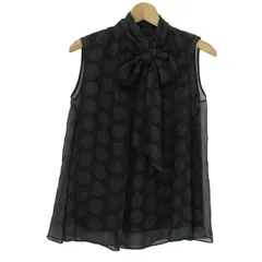 ダーマコレクション ブラウス シャツ トップス ノースリーブ ドット柄 レディース 7Rサイズ ブラック×グリーン DAMA collection 【中古】のサムネイル
