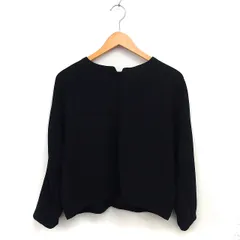 プレインピープル PLAIN PEOPLE スリットネック ワイド カットソー クロップド 無地 長袖 9 黒 ブラック /NT34のサムネイル