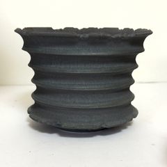 益子焼 坂田甚内 黒陶 螺積 フラワーベース 花瓶 花器 未使用