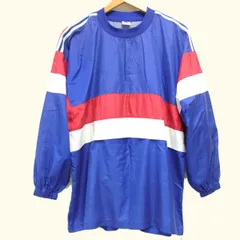 90s☆adidas アディダス ナイロン プルオーバー トリコロール クルーネック 3本ライン ビンテージ 古着 メンズ ウインドブレーカーのサムネイル