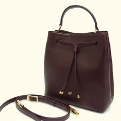 美品 定価4.5万円☆皇室御用達 傳濱野 リニエ 2way 巾着 ショルダーバッグ ハンドバッグ 牛革 ボルドー ワインレッドのサムネイル