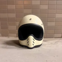 【新品未使用】MOTO3 MTX レプリカ　超スモールシェル　超目深仕様　超小帽体　オフロードヘルメット　トラッカーヘルメット　OCEAN BEETLE BELL TT&CO ハーレー　チョッパー　アメリカン　カフェレーサー　Dリングバックル　アイボリーのサムネイル