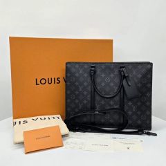 Authentic Louis Vuitton LV Eclipse Horizontal Zip Briefcase