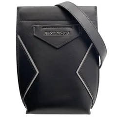 【中古】 Givenchy ジバンシィ アンティゴナ・ソフト iPhoneポーチ ミニクロスボディバッグ 黒 ショルダーバッグ カーフレザー ロゴ 26018504 MKのサムネイル