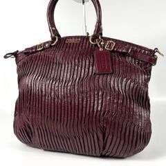 美品 COACH コーチ マディソン ギャザー 2WAY ハンドバッグ ボルドー 