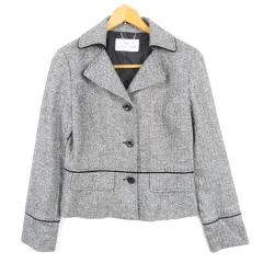 クレージュ courreges ジャケット ストレッチ ウール シルク カシミヤ 38 グレー ヘリンボーン kz15590のサムネイル