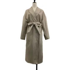 アルシーヴ archives コート シングル ロング 前開き スリット リボンベルト 総柄 長袖 M 茶 ベージュ ブラウンのサムネイル