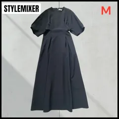 極美品♡STYLEMIXER スタイルミキサー ウエストタックフレアワンピース 洗濯可黒　Ｍのサムネイル