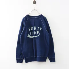 人気アイテム 定価37400円 45R フォーティーファイブアール 裏毛の908 ラグランスウェット 3 インディゴ┃ロゴプリント【2400015049564】のサムネイル