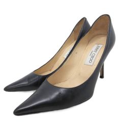 JIMMY CHOO ブラックレザー ポインテッドトゥ パンプス - メルカリ