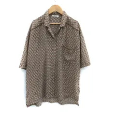 グリーム Gleam カジュアルシャツ 半袖 総柄 M オーバーサイズ マルチカラー ベージュ 赤 レッド /SM16のサムネイル