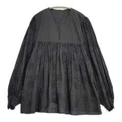 Toujours Classic Smock Shirt スモックシャツ カットワーク 定価59400円 サイズ2 ブラウス シャツ ブラック レディース トゥジュー【中古】6-0626M♪のサムネイル