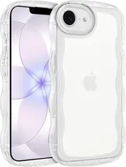 LAYJOY 対応 iPhone 17e / 16e ケース波型 うねうね 耐衝撃 ソフトTPU 軽薄 アイフォン16e iPhone17eカバー [ウェーブ 軟性 透明 ストラップホール付 衝撃吸収] スマホケース（クリア）のサムネイル