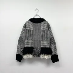 SACAI サカイ ランダム 千鳥 チェック フリンジ ニット 装飾 KNIT サイズ 2 807-0070のサムネイル