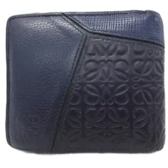 ロエベ LOEWE パズル バイフォールド ウォレット 財布 二つ折り 小銭入れ有 アナグラム 型押し レザー 皮革 紺  ネイビーのサムネイル