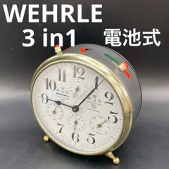 WEHRLE 3in1 目覚まし時計 QZクォーツ 電池式 ウェラ THREE-IN-ONE スリーインワン 置時計 アラーム＆ストライク ドイツ製 アラームクロック レトロ ヴィンテージ アンティーク クラシックデザイン 【動作ＯＫ/外装難あり現状品】のサムネイル