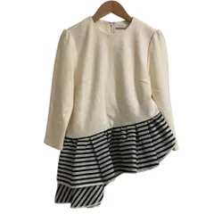 美品 BORDERS at BALCONY ボーダーズアットバルコニー WOOL RUFFLED TEE ブラウス BD1821-2B-10 サイズ36 ホワイト レディース 古着 中古 USEDのサムネイル