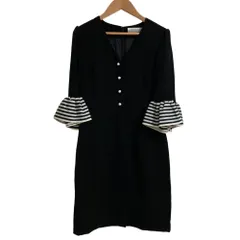 美品 BORDERS at BALCONY ボーダーズアットバルコニー フリルスリーブワンピース BDE1811-3E-02 サイズ36 ブラック レディース 古着 中古 USEDのサムネイル