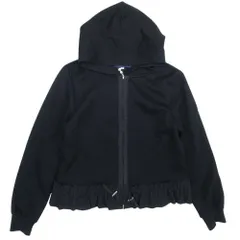 美品 M'S GRACY エムズグレイシー ダンボールニット パーカー フリル ジップアップ フーディー 羽織 38 黒 ブラック レディース 古着 中古 USEDのサムネイル