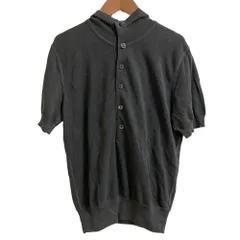 美品 DOLCE&GABBANA ドルチェ＆ガッバーナ シルクコットン フーデッド ショートスリーブ ニットシャツ サイズ44 グレー メンズ 古着 中古 USEDのサムネイル