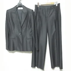 美品 GIVENCHY ジバンシィ ウール シルク テーラードジャケット ワイドスラックスパンツ スーツ セットアップ サイズ40 グレー レディース 古着 中古 USEDのサムネイル