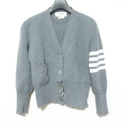 美品 THOM BROWNE トムブラウン ウール 4-BAR Vネック カーディガン FKC207A-00014035 サイズ40 グレー レディース 古着 中古 USEDのサムネイル