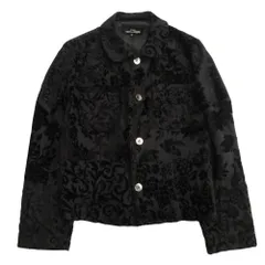 美品 tricot COMME des GARCONS トリココムデギャルソン 02aw フラワー フロッキー ジャケット ブルゾン 花柄 オールド M 黒 ブラック レディース 古着 中古 USEDのサムネイル