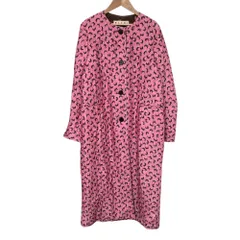 美品 MARNI マルニ 総柄プリント ノーカラーキルトコート サイズ40 ピンク ブラック レディース 古着 中古 USEDのサムネイル