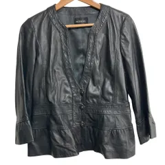 美品 INGEBORG インゲボルグ ラムレザー ノーカラージャケット サイズ13 ブラック レディース 古着 中古 USEDのサムネイル