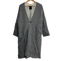 美品 pas de calais パドカレ ウールヘアライン ノーカラーコート サイズ36 グレー レディース 古着 中古 USEDのサムネイル