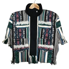美品 sacai サカイ フリンジ ラグジャガード ブルゾン 22-05993 サイズ1 グリーン マルチカラー レディース 古着 中古 USEDのサムネイル