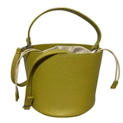 美品 ANDREA CARDONE アンドレアカルドネ レザー 2wayバッグ ショルダーバッグ ハンドバッグ イエローグリーン レディース 古着 中古 USEDのサムネイル