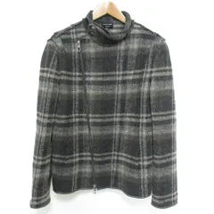 美品 GIORGIO ARMANI ジョルジオアルマーニ ウールニット チェック柄 ライダースジャケット サイズ48 ブラウン系 メンズ 古着 中古 USEDのサムネイル
