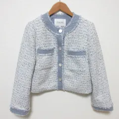 美品 26SS Arpege story アルページュストーリー デニムドッキングツイードジャケット 16140420 サイズ2 ブルー レディース 古着 中古 USEDのサムネイル
