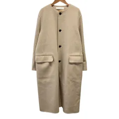 美品 23AW GALERIE VIE ギャルリーヴィー ダブルフェイスクルーネック リバーロングコート 23-08-34-08003 サイズF ベージュ レディース 古着 中古 USEDのサムネイル