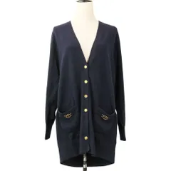 美品 LOUIS VUITTON ルイヴィトン カシミヤ ロングニットカーディガン RW212W FO2 FLKC08 サイズXS ネイビー レディース 古着 中古 USEDのサムネイル