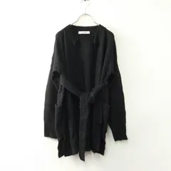 ホームスパン homspun アルパカウール ニット カーディガン F｜ブラック 羽織り ボタンレス ニット【2400014569230】のサムネイル